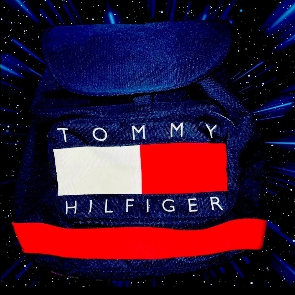 Vintage 90’s Tommy Hilfiger Backpack Big Flag Spell Out Logo OG Bag  Duffle